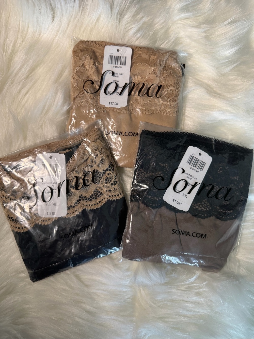 SOMA 3 PIECE MICROFIBER WITH LACE HIGH LEG PANTIES. NIP